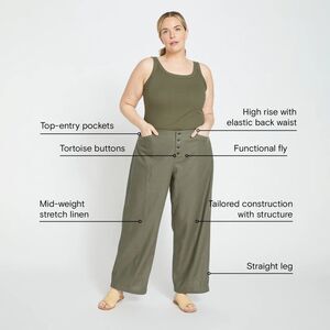 Universal Standard Coastal Linen Wide Leg Pant - Olive S 14/16